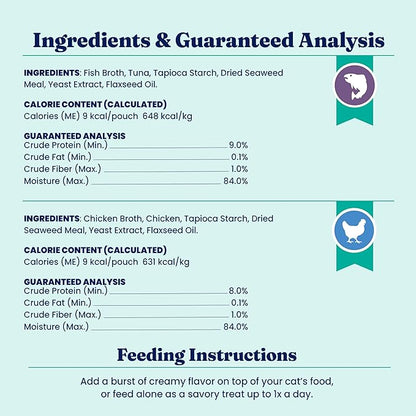 Solid Gold Lickable Cat Treats - Limited Ingredient SeaMeal Squeezable Healthy Cat Treats Variety - Chicken &amp; Tuna Snack &amp; Topper Squeeze Ups for Cats w/for Gut &amp; Immune Support - 3oz/6ct