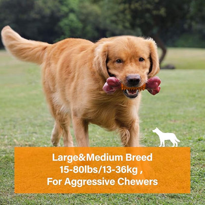 Apasiri Dog Toys for Aggressive Chewers Peanut Butter Flavored, 8" Tough Dog Chew Bone, Nylon &amp; Rubber Chew Toy, Dog Bone Toy for Large Medium Breed 20-80lbs