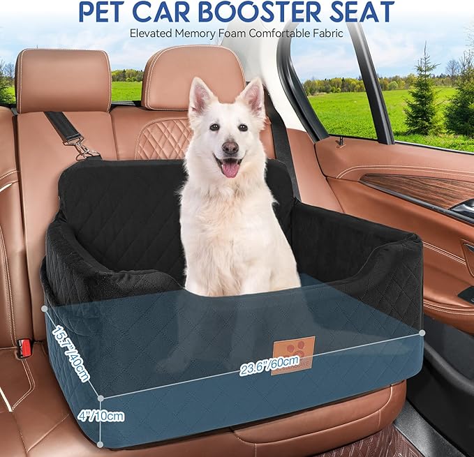 Dog Car Seat for Medium/Large Dogs,Dog Booster Seat for Dog Under 50lbs or 2 Small Dogs, Detachable and Washable Pet Car Seat,Multi-Functional Travel Dog Bed &amp; Dog Sofa(Black)