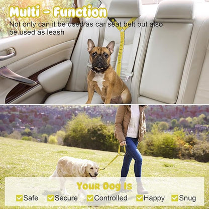 BWOGUE Pet Dog Cat Seat Belts, Car Headrest Restraint Adjustable Safety Leads Vehicle Seatbelt Harness (1 Pack)