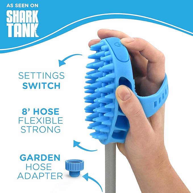 Aquapaw Dog Bath Brush Pro &amp; Dog Shower Attachment - Large Silicone Rubber - Sprayer &amp; Scrubber in One with 8ft Hose Attachment &amp; Shower Wand for Bathing - Pet Bath Supplies
