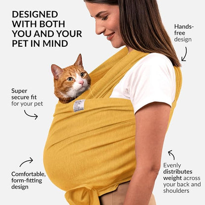 Dog Sling Carrier for Small Dogs - Anti-Anxiety Cat Sling, Puppy Pouch - Pet Sling in Gray Black Blue Green Pink Yellow (Yellow, Standard)