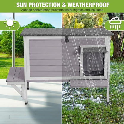 GUTINNEEN Insulated Outdoor Cat House with Triple-Layer Design - Weatherproof Cat Shelter with All-Round Insulated Foam Liner, Elevated Base &amp; Escape Doors for Feral/Stray Cats (Winter-Ready)
