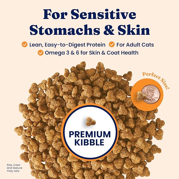 Solid Gold Sensitive Stomach Dry Cat Food - Grain Free &amp; Gluten Free Sensitive Stomach Cat Food for Indoor Adult &amp; Senior Cats - Dry Kibble for Cats w/Quail, Pumpkin &amp; Probiotics for Gut Health - 3lb