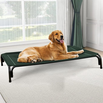 Elevated Dog Bed, Raised Outdoor Pet Cot for Extra Large Sized Breeds, Portable Cooling Hammock With Breathable &amp; Washable Mesh, Indoor &amp; Outdoor Use, Skid-Resistant Feet