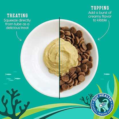 SeaMeal Squeeze Chicken Lickable Cat Treats with Seaweed for Skin &amp; Coat - Wet Cat Treats with Digestive &amp; Immune Health Support - Natural, Holistic, Grain Free (48 Squeezes)