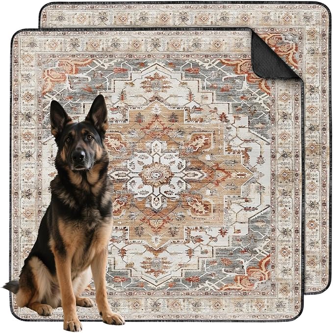 Washable Pee Pads for Dogs 2 Pack, Absorbent Reusable Puppy Pads Waterproof, Leakproof &amp; Non-Slip Whelping Pad, Potty Training Pads for Dogs Playpen Mat 48x48