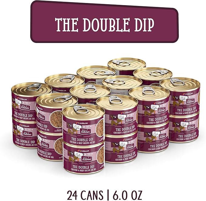 Weruva Cats in The Kitchen, The Double Dip with Chicken &amp; Beef Au Jus Cat Food, 6oz Can (Pack of 24)