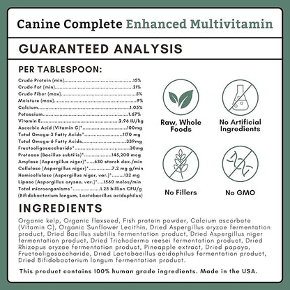 Wholistic Pet Organics Canine Complete - Dog Multivitamin Powder - 2 Lb - Daily Dog Vitamins and Supplements for Homemade Food - Immune System, Skin, Coat &amp; Overall Health - Small and Large Breed
