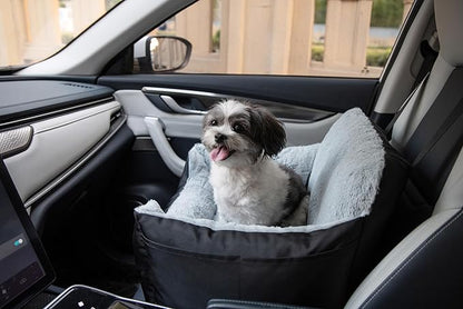 Best Pet Supplies Dog Pet Booster Seat, Dog Car Seats for Small Dogs &amp; Medium Dogs, Soft Plush Cushion with Comfortable Bedding, Secure Straps, and Tall Pillow, Black