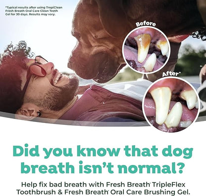 TropiClean Fresh Breath TripleFlex Toothbrush for Large Dogs | Use with TropiClean Toothpaste or Gel | 360-Degree Toothbrush | Complete Dental Care