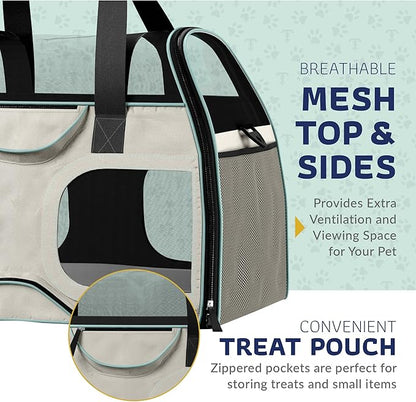 Katziela Pet Carrier - Airline Compliant Dog Carrier - TSA Approved Pet Carrier for Small Dogs and Cats - Soft FAA Travel Airplane Dog Carrier Luggage (Grey/Brown-Pro)