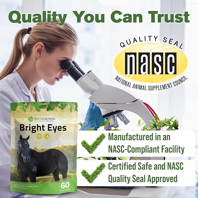 Silver Lining Herbs Bright Eyes Vitamins - Horses Eye Supplements to Support Capillary Health, Great Vision, &amp; Overall Eye Health - Plant-Based Herbal Horse Supplements - 1 lb 60-Day Supply