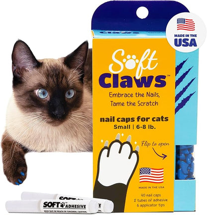 Soft Claws Cat Nail Caps for Small Cats – (40 Caps, Pink Sparkle) - Veterinarian-Developed | Protects Furniture &amp; Skin - Easy to Apply, Long-Lasting Anti-Scratch Soft Cat Claw Covers