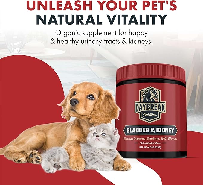 Bladder and Kidney Relief for Dogs &amp; Cats by Daybreak Nutrition | Powder Cranberry Supplement for Dogs and Cat for UTI Treatment &amp; Urinary Support | Dog &amp; Cat Urinary Tract Infection Remedy Supplement