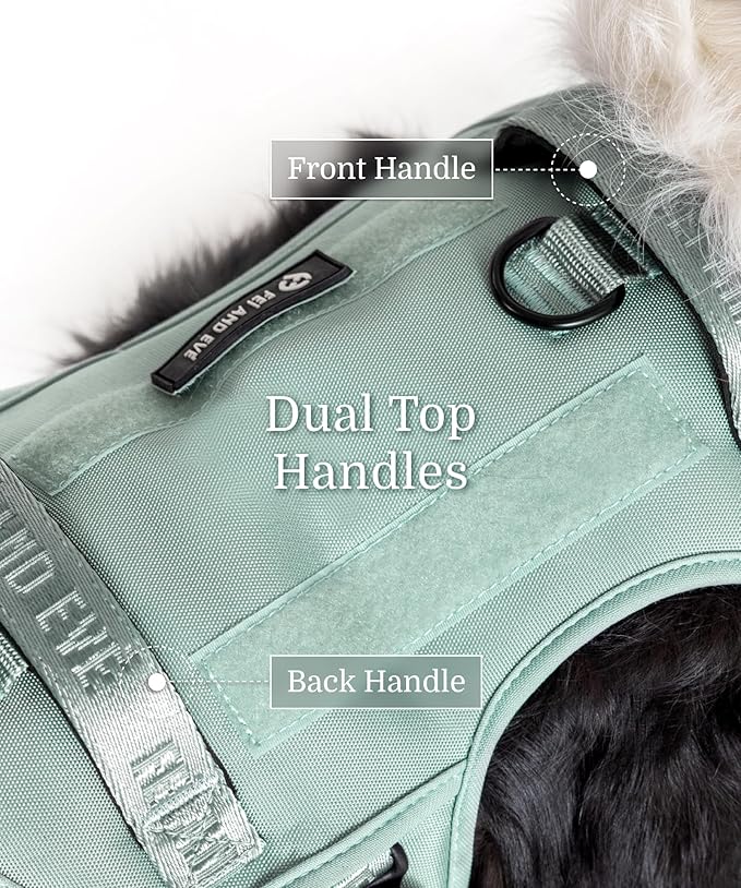 2025 New Edition, Fei &amp; Eve MagEase Dog Harness - 3-Second Magnetic Buckles | 3-Point No-Pull Control | Heavy-Duty 900D Nylon | Dual Safety Handles | Breathable Mesh | Adjustable Fit | Large, Green