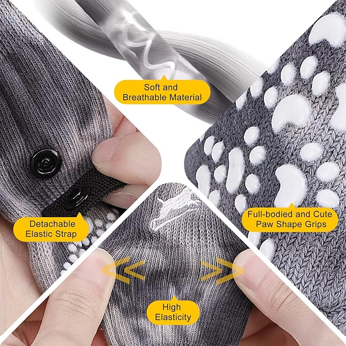 EXPAWLORER Anti Slip Dog Socks to Prevent Licking Paws, Dog Shoes for Hot Pavement, Dog Booties for Small Medium Large Senior Dogs, Traction Control Dog Boots &amp; Paw Protectors for Hardwood Floors