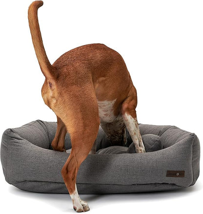 Jax &amp; Bones Dog Napper - Lark Graphite Machine Washable Bed for Dogs - Extra Heavy Duty Bolstered Sides - Small Grey Dog Mat | 24 x 21 Inches