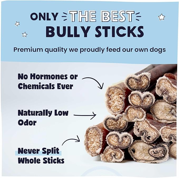 Pawstruck All-Natural 7" Bully Sticks for Dogs - Long Lasting, Rawhide-Free, Low Odor &amp; Grain-Free Dental Chew Treat - Healthy Single Ingredient, 100% Real Beef - 1 lb Bag