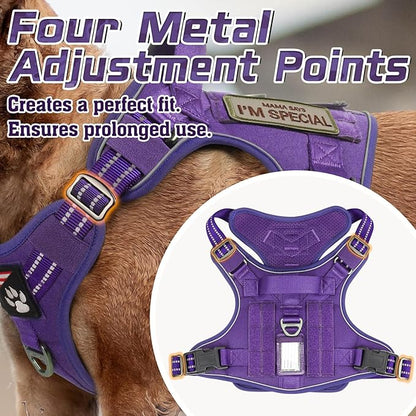 rabbitgoo Tactical Dog Harness for Small Dogs, No Pull Military Service Vest with Handle &amp; Molle, Easy Control for Training Walking, Adjustable Reflective Straps, Purple, S