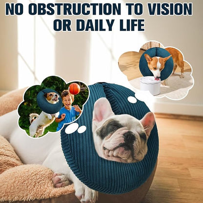 BINGPET Inflatable Dog Cone Collar Alternative After Surgery,Soft Recovery Cone for Dogs to Stop Licking,Protective Neck Donut E Collar Adjustable for Small Medium Large Dogs &amp; Cats(Navy Blue,L)