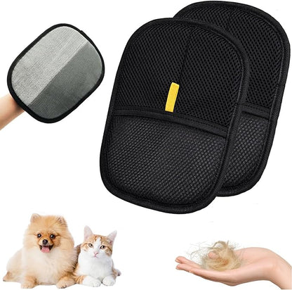 2 Pcs Pet Hair Removal Glove for Cats &amp; Dogs, Pet Hair Remover Brushing Gloves, Reusable Pet Hair Remover Glove, Double-Sided for Couch, Clothing, Carpet, Car Seat