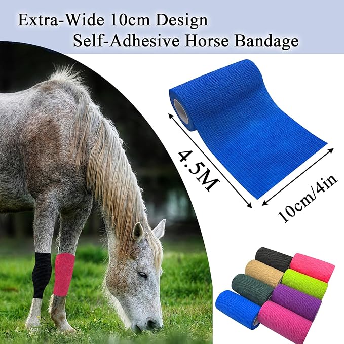 Self Adhesive Tape Wrap 8 Rolls,Non-Woven Self Adherent Vet Wrap Tape,10CM x 4.5M Cohesive Bandage Tape for Wrist &amp; Ankle,Elastic Grip Cover (8colors-8Rolls(4inches))