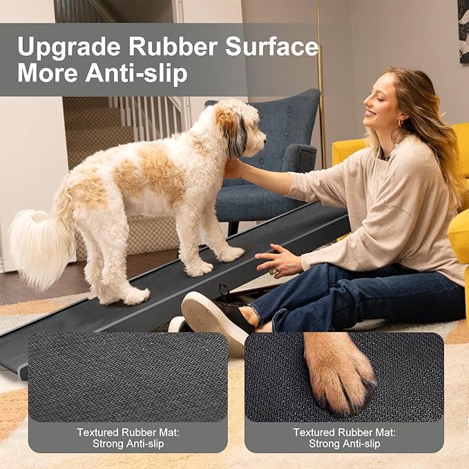 Aboron Antislip Folding Dog Ramp, Adjustable Pet Ramp for Bed/Couch/Car, Rubber Mat with High Traction, Great for Small &amp; Large Old Dogs &amp; Cats, Supports up to 200 lbs,63" Long