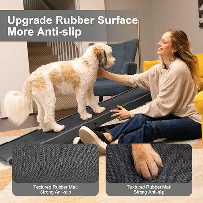 Aboron Antislip Folding Dog Ramp, Adjustable Pet Ramp for Bed/Couch/Car, Rubber Mat with High Traction, Great for Small &amp; Large Old Dogs &amp; Cats, Supports up to 200 lbs,63" Long