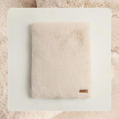 UnHide Floof Pet Pillow - Extra Soft Dog Bed Pillow- Removable Faux Fur Cover - Machine Washable - Helps Ease Pet Anxiety &amp; Provides The Perfect Sleep, 28 x 36 x 5, 10lbs - Beige