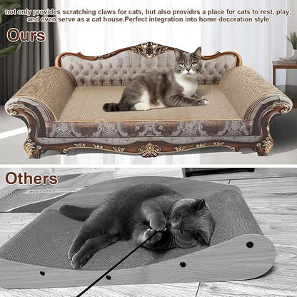 Sofa Shaped Scratching Couch,Thick Scratching Cardboard, Lounge Bed for Indoor Rest&amp;Play, Sofa Scratcher Pad (39.4" L X 14.4 "W X 14" H)