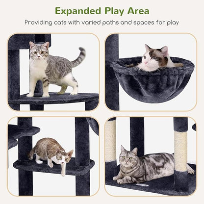 Globlazer Giant Cat Tree, 83 inch Cat Tree for Indoor Cats Large Adult, XXL Cat Tower with 9 Scratching Posts for 20lb+ Heavy Duty Large Adult Cats, F83, Dark Grey