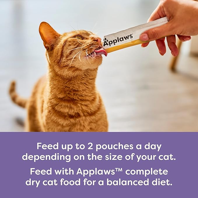 Applaws Lickable Cat Treats, Natural Grain-Free Purée, Limited Ingredient, Variety of Chicken, Tuna, &amp; Salmon Squeeze Up Cat Treats (60 x 0.5 oz Sachets)