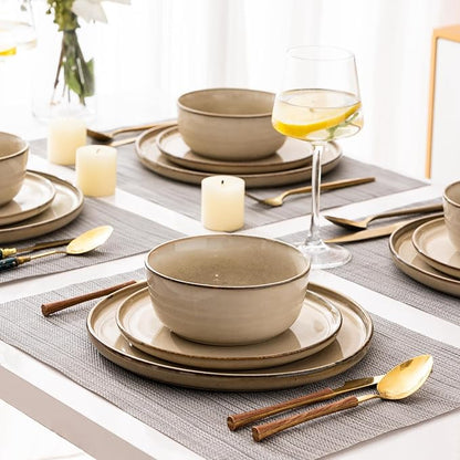 GBHOME Ceramic Dinnerware Sets for 12, 36 Pieces Stoneware Plates and Bowls Sets, Reactive Glaze Dishes -Scratch Resistant, Dishwasher&amp;Microwave Safe