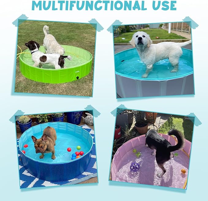 Furrybaby Foldable Dog Pool, Small Dog Swimming Pool for Dogs, Collapsible Hard Plastic Doggie Pool, Portable Bath Tub for Pets Dogs and Cats, Navy 32&