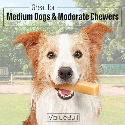 ValueBull Himalayan Yak Cheese Dog Chews, Medium, 100 ct Wholesale Pack - Long Lasting for Aggressive Chewers, All Natural, Healthy &amp; Safe, Low Odor Nepal Yak Milk Chews
