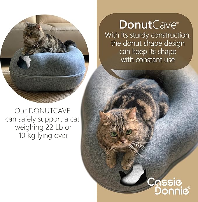 Premium Cat Bed caveTunnel Hiding Places for Indoor Cats(Large) Houses &amp; Condos. Washable100% Nontoxic Eco-Friendly. Spaciousfor 2 Cats