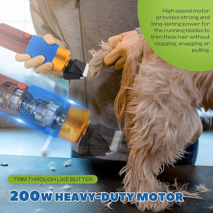 Pet Grooming Clippers 200W, Plug-in with 3m Power Cord &amp; Stepless Speed Control, Low Noise < 50db, Heavy-Duty Dog Hair Trimmer Kit with Extra Detachable Blade &amp; 2 Limit Combs of 4 Sizes
