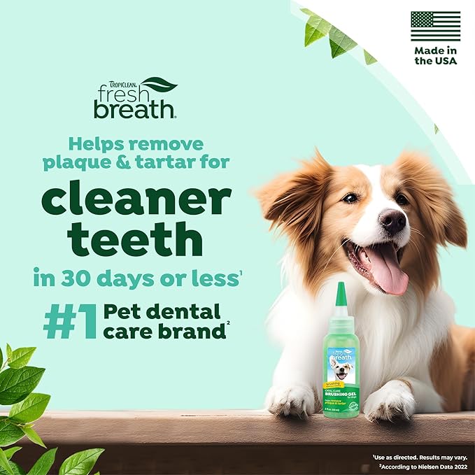 TropiClean Oral Care Brushing Gel for Dogs &amp; Cats| Dog Toothpaste | Pet Dental Gel | Dog Teeth Cleaning Use with Pet Toothbrush | 2 oz