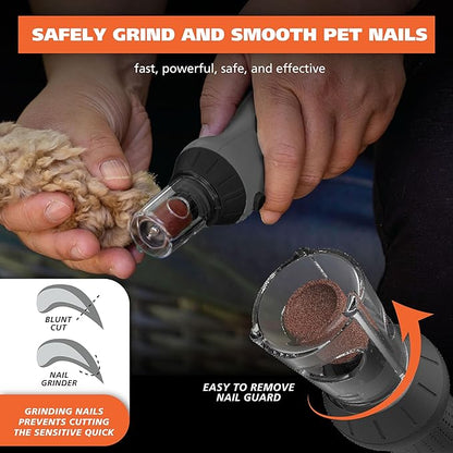 Wahl Grind &amp; Smooth 2 Speed Battery Dog Nail Grinder with Concave Rounding Tip and Nail Guard for Increased Safety and Precise Nail Grinding - Model 3026333