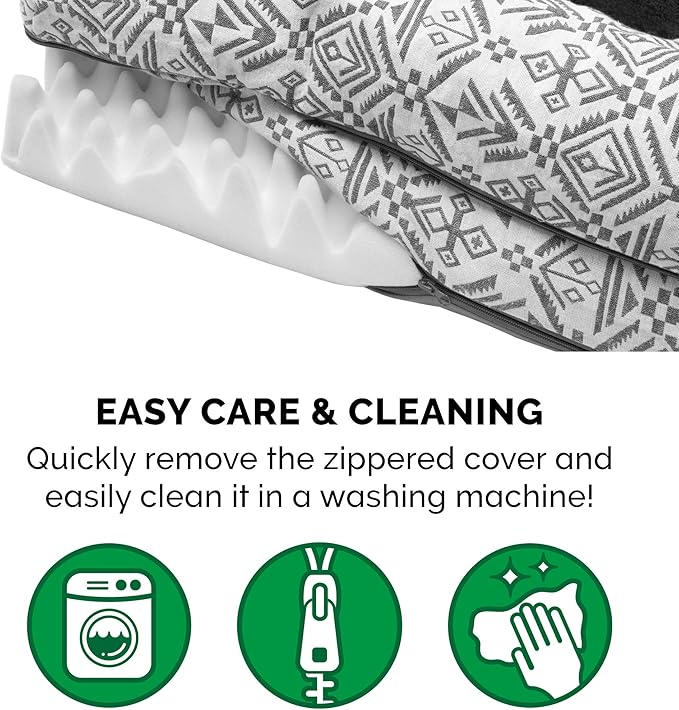 Furhaven Orthopedic Dog Bed for Large Dogs w/ Removable Bolsters &amp; Washable Cover, For Dogs Up to 95 lbs - Plush &amp; Southwest Kilim Woven Decor Sofa - Boulder Gray, Jumbo/XL