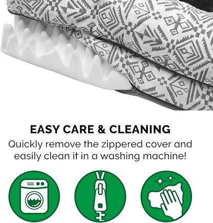 Furhaven Orthopedic Dog Bed for Large Dogs w/ Removable Bolsters &amp; Washable Cover, For Dogs Up to 95 lbs - Plush &amp; Southwest Kilim Woven Decor Sofa - Boulder Gray, Jumbo/XL