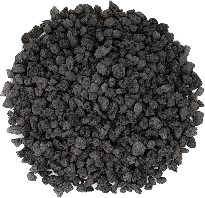 Mr. Fireglass 10 Pounds Black Natural Lava Rock for Indoor Outdoor Gas Fire Pits Fireplaces &amp; Barbecue Grills | Volcanic Lava Stones for Decorating Garden Landscaping, Potted Plants, 0.3"-0.6"