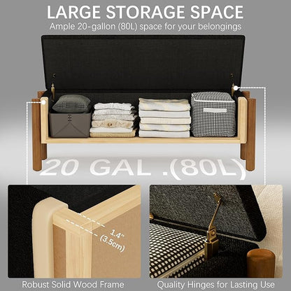 Modern Storage Benches with Walnut Wood Legs, 47&