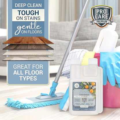 ProCare Citrus Floor Cleaner Concentrate (Made in USA) | Vinyl, Wood, Tile, Stone &amp; Laminate Floor Cleaner For Mopping, Household Supplies, Cleaning Solution Concentrate For Kitchen &amp; Bathroom - 8oz