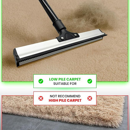 2025 Dual-Edge Carpet Rake for Pet Hair Removal &amp; Fluffing Matted Carpet – 61" Adjustable Handle, Deep Clean Dog &amp; Cat Hair Remover, Reusable Scraper for Rugs, Low Pile Carpet, Couch &amp; Stairs