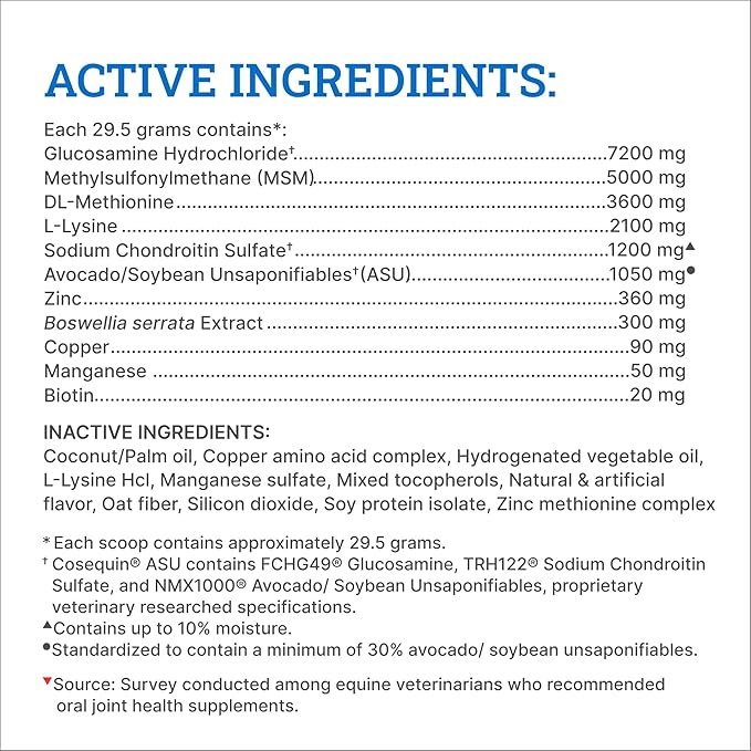 Nutramax Laboratories Cosequin ASU Joint &amp; Hoof Pellets Joint Health Supplement for Horses - Pellets with Glucosamine, Chondroitin, MSM, and Biotin, 1200 Grams