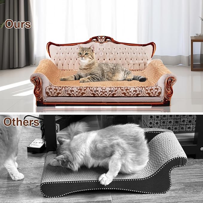 Scratching Sofa, Couch Shaped Thick Scratching Cardboard, Lounge Bed for Indoor Rest&amp;Play, Sofa Scratcher Pad (Silver, 27.6" L X 12.4" W X 11.8" H)