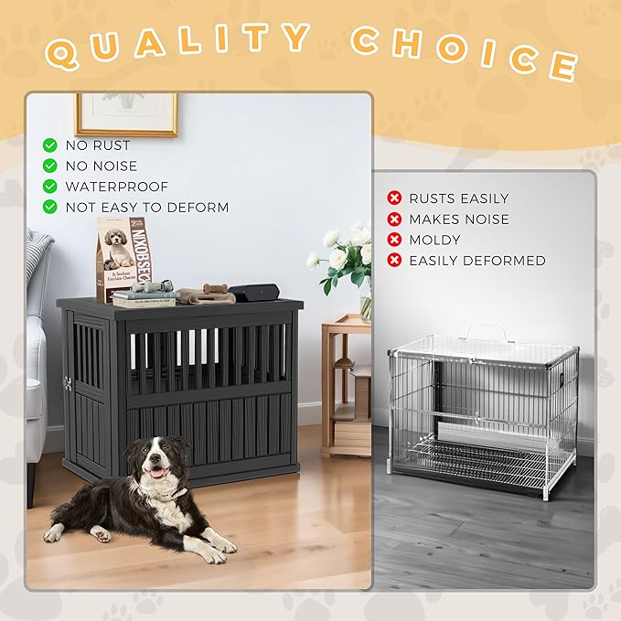 Dog House - Resin Outdoor Dog Kennel with Ventilated Design, Waterproof Dog Bed Shelter for Backyard, Garden &amp; Patio