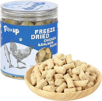 Freeze Dried Raw Dog Food, Chicken &amp; Salmon Recipe Dog Food Topper, High Protein, Rawhide Free, Gluten&amp;Grain Free for Dogs, Cats, 5.3oz